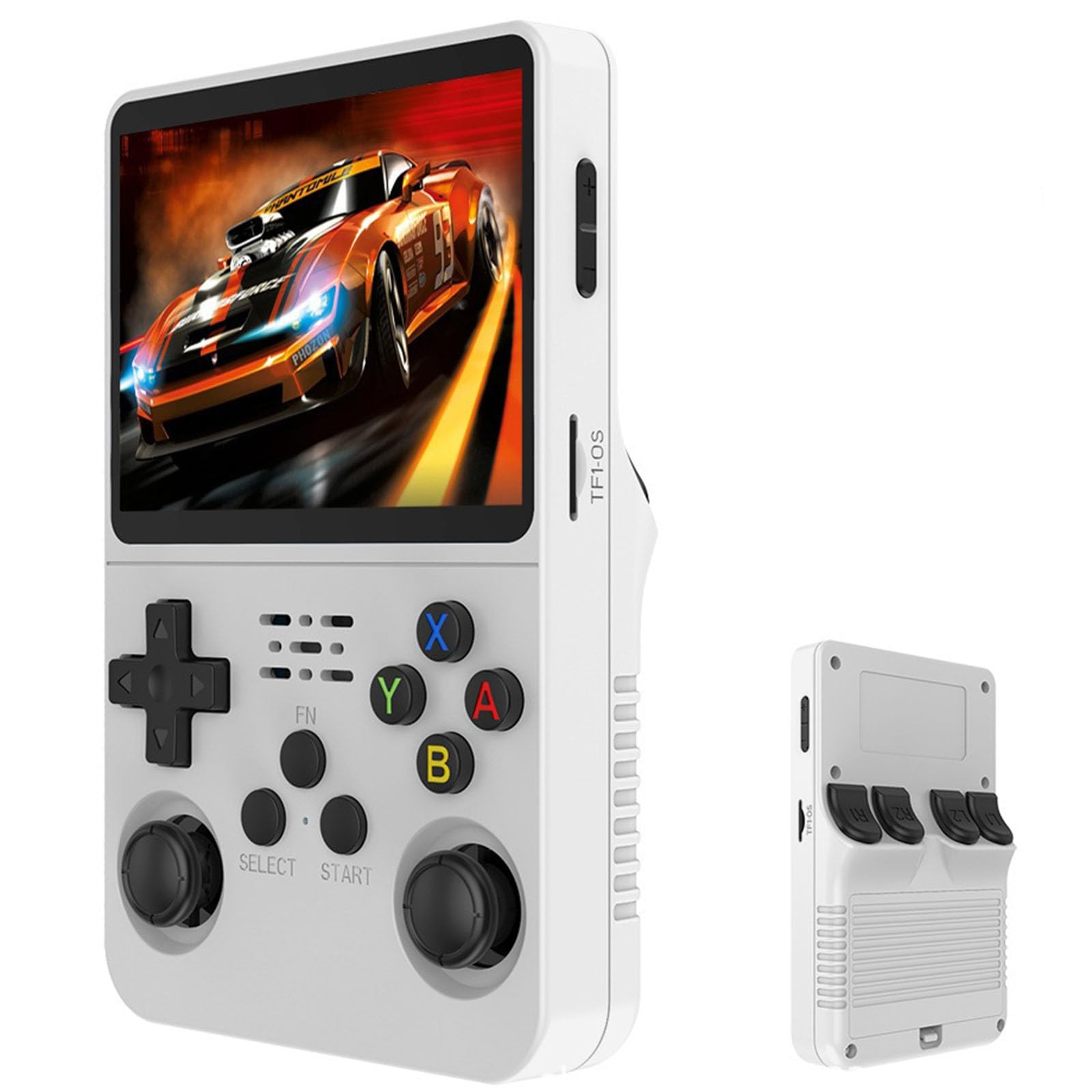 R36S Retro Handheld Game Console with Over 40000 Classic Games, Portable 3.5-inch IPS Retro Game Console, for Children and Adult Gaming Stick Suitable for Both Men and Women-white||64G