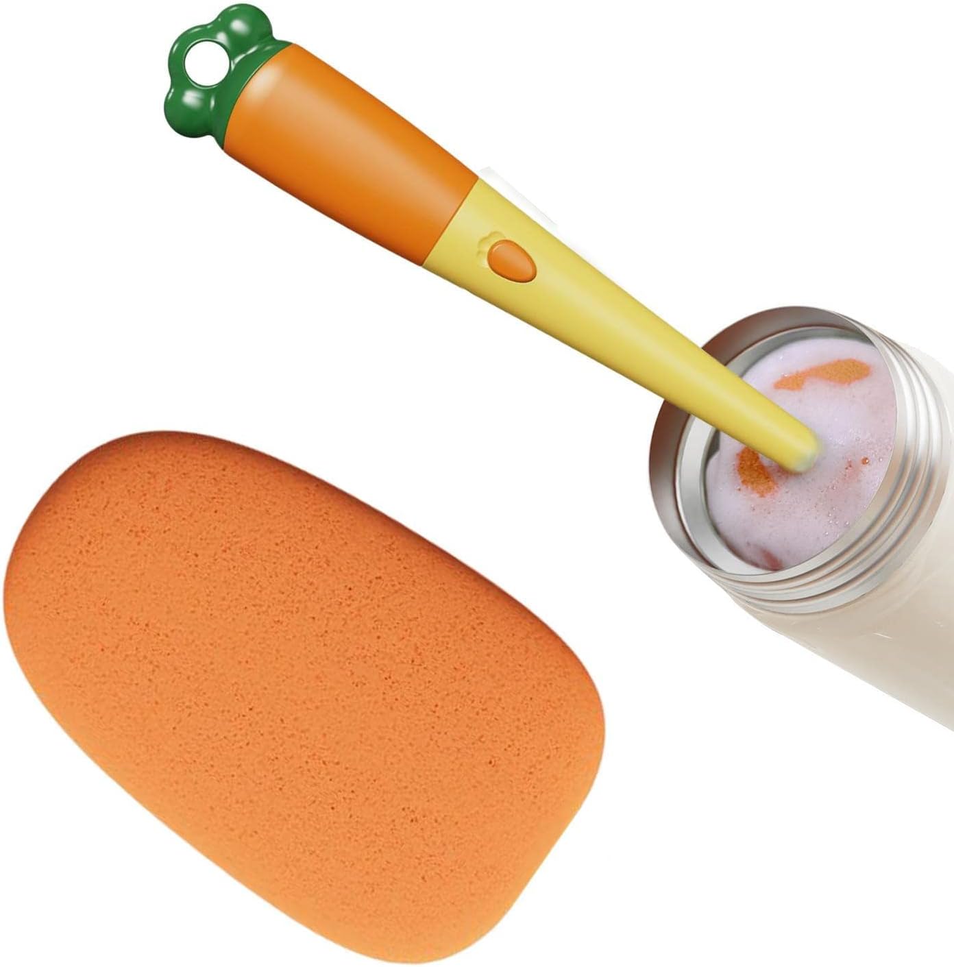 Bottle Scrubber,3-in-1 Carrot Sponge Brush Cleaner, Detachable Long Handle Water Bottle Brush for Cleaning – Soft Sponge Cup Brush, Portable Water Bottle Cleaner Brush for Baby Bottles Bottle Scrubber,3-in-1 Carrot Sponge Brush Cleaner, Detachable Long Handle Water Bottle Brush for Cleaning – Soft Sponge Cup Brush, Portable Water Bottle Cleaner Brush for Baby Bottles