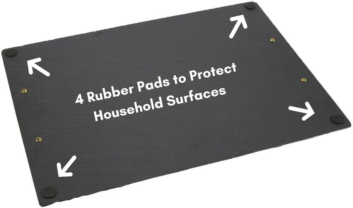 Lowest Price Slate Cheese Board Set - Deluxe Cheese Serving Tray with Stainless Steel Handles - Includes 4 Cheese Knives and 2 Soapstone Chalks - Great for Home & Restaurant Cheese Tapas & Appetizers Serving