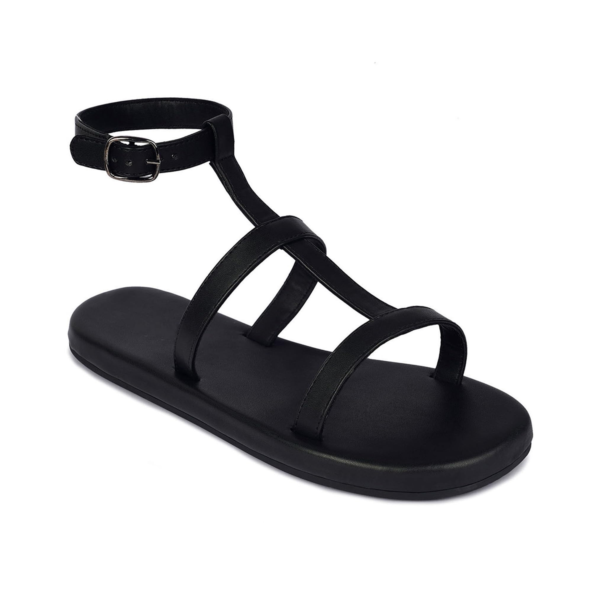 Black Slide on Sandals for Women|Soft Cushioned |Vegan Leather|Comfortable (B0CM1246PH) Amazon Price History, Amazon Price Tracker