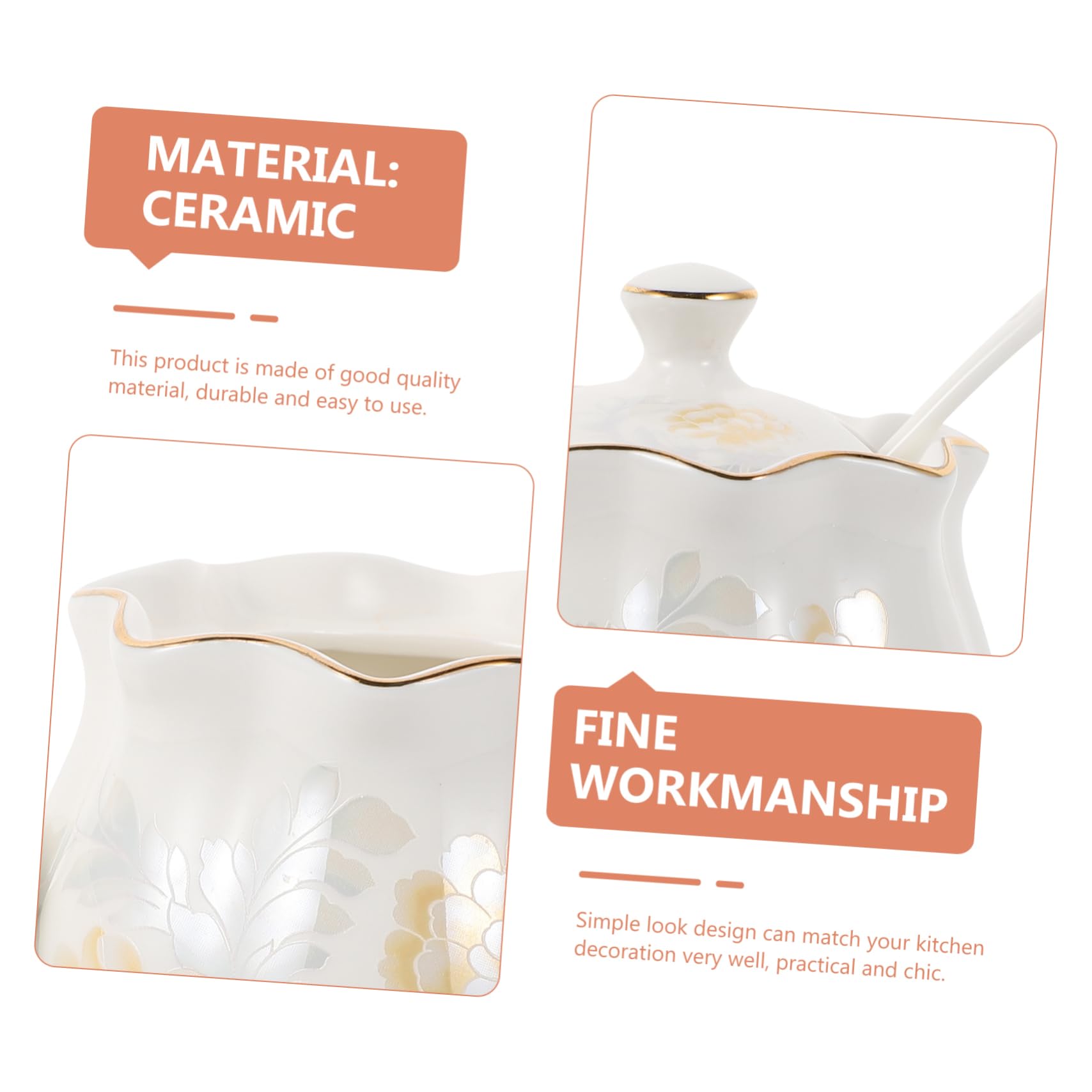 SOLUSTRE 1 Set Ceramic Seasoning Jar Seasonings Porcelain Condiment Jar Salt Bowl with Spoon Ceramics