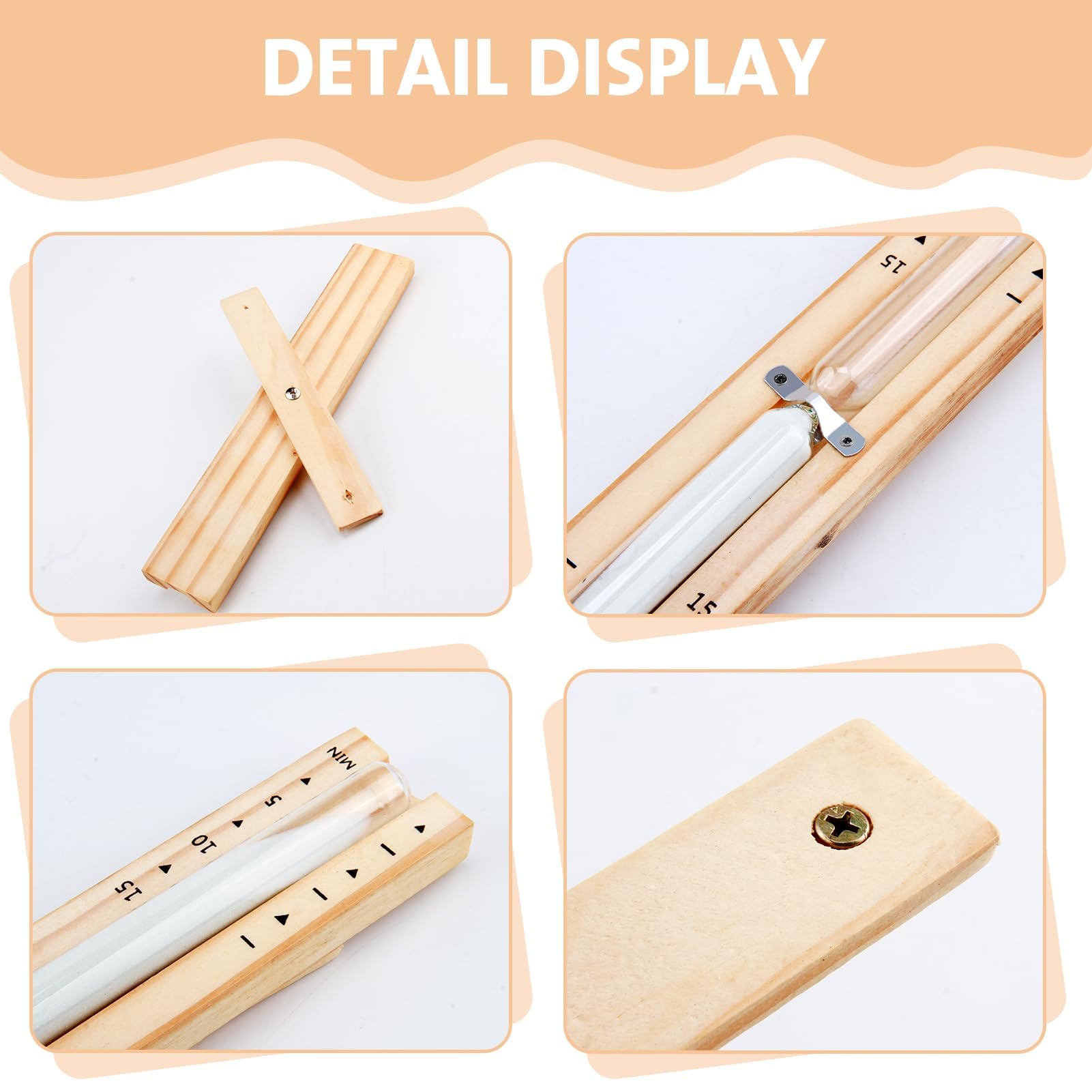 Sablier pour Sauna 15 Minutes en Bois Naturel - Minuterie de Sauna Analogique, Montage Mural avec Vis en Acier Inoxydable, Accessoire de Sauna Rotatif et Résistant à la Chaleur, Idéal pour Relaxation