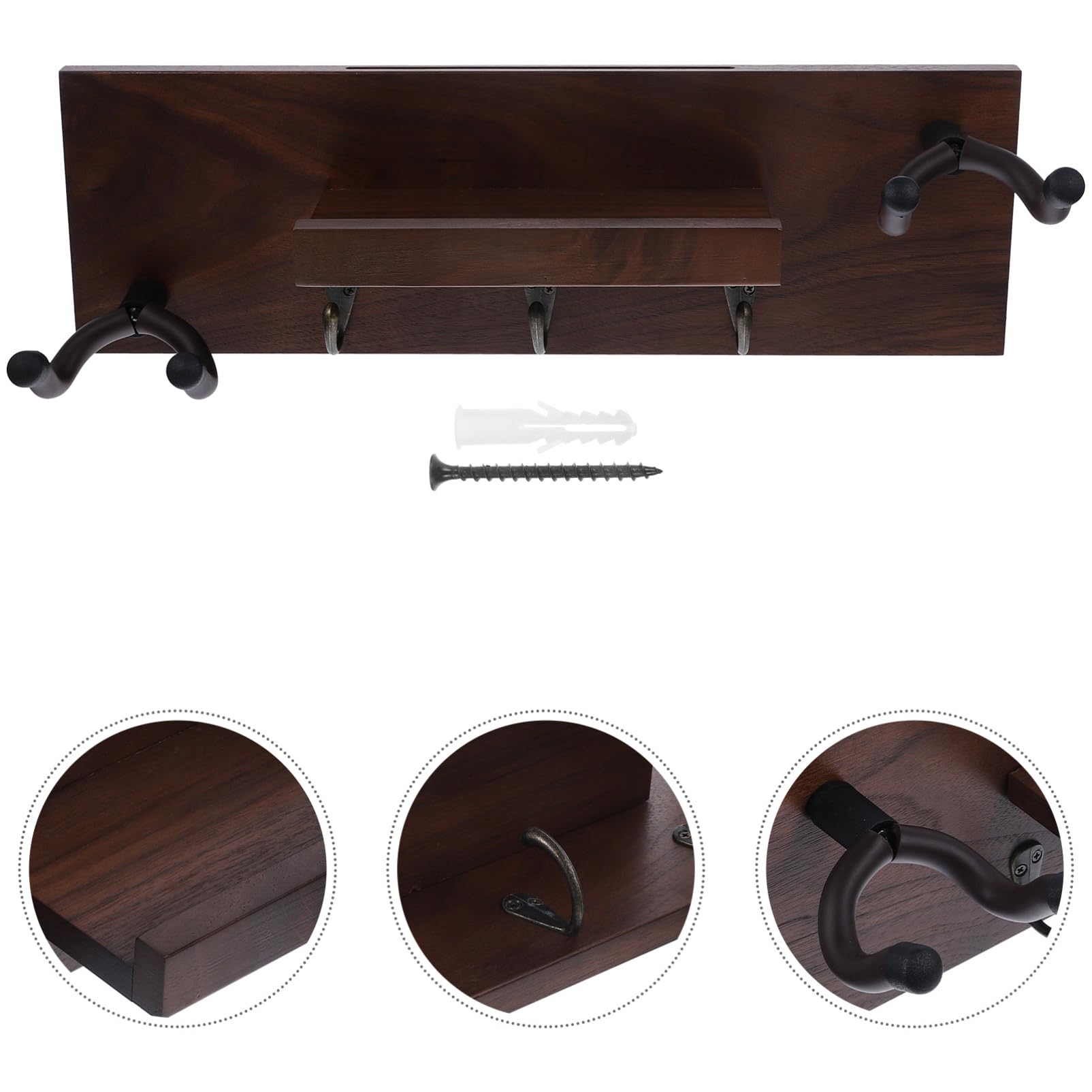 Abaodam Supporto a Parete per Chitarra 4 in 1, Gancio Multiuso | Legno e Metallo, per Chitarra e Skateboard, Struttura Stabile Tenuta Rinforzata, Protegge la Finitura