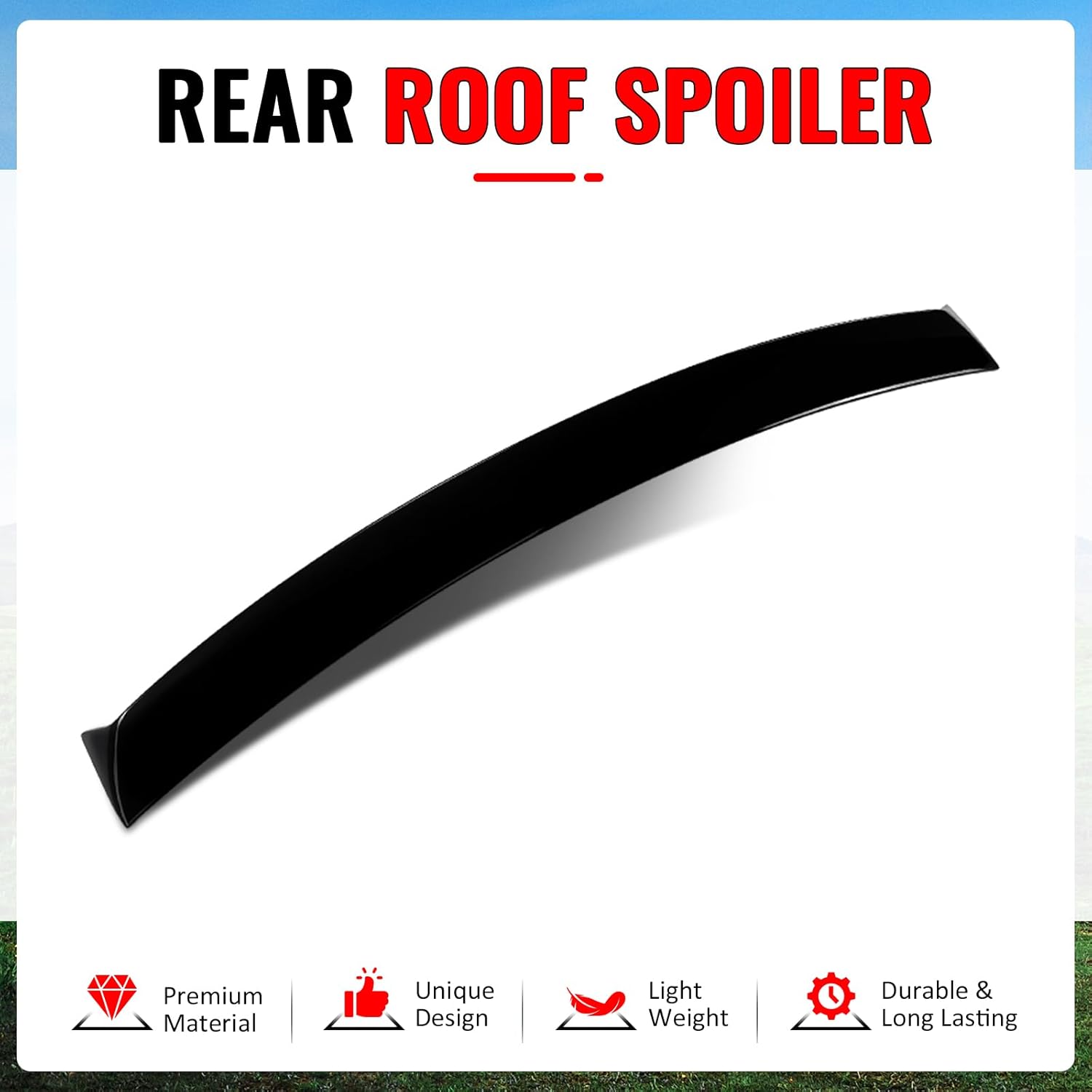 IKON MOTORSPORTS, Rear Window Roof Spoiler Compatible with 2015-2021 Subaru WRX & WRX STI, IKON Style Gloss Black ABS Plastic Add-on Top Roofline Windshield Visor Spoiler Wing