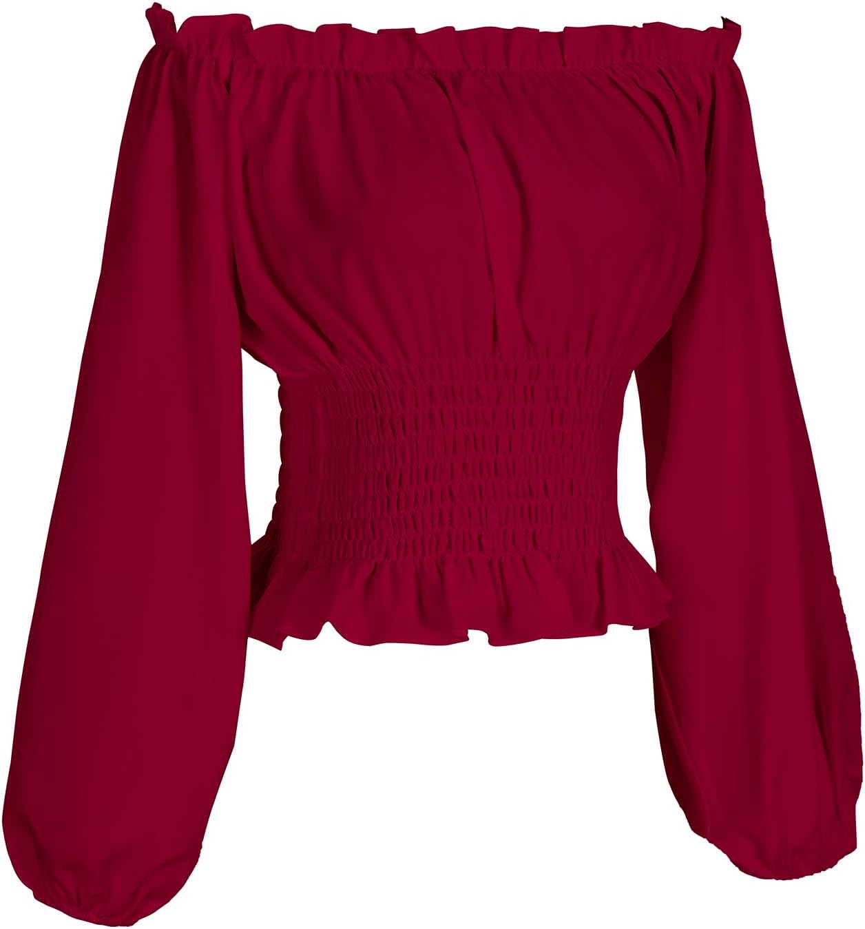 Womens Renaissance Blouse Peasant Off Shoulder Tops Pirate Long Sleeve Peasant Blouse - Image 3
