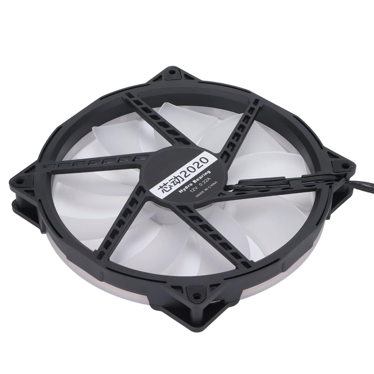 Case Fans, Large Air Volume Cooling Fans ARGB Light Synchronization Hydraulic Bearing Silent Low Noise 4PIN PWM+5V Computer Fan 9 Leaf Design(200 * 200mm)