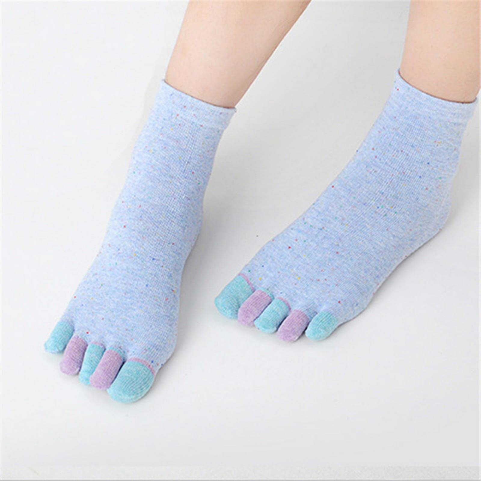MOGSA Calcetines para mujer, 5 unidades, para primavera, otoño, cinco dedos, calcetines de tubo de algodón, calcetines coloridos para mujer, calcetines de 5 dedos