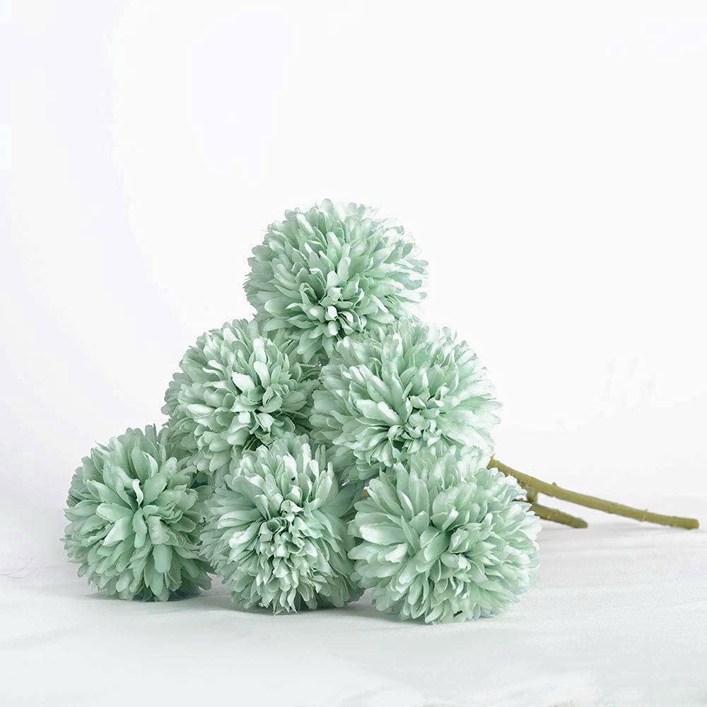 TKAS Artificial Flowers, Fake Flowers Silk Plastic Artificial Hydrangea with Fake Plants Tote for Bridesmaid Bridal Wedding Bouquet, Home Garden Office Party Wedding Decoration 6Pcs (Light Green)