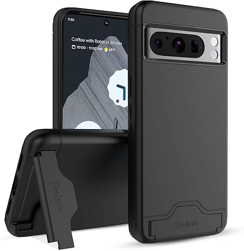 Miniatura 9 de Teelevo Funda tipo cartera para Google Pixel 8 Pro, funda de doble capa con ranura para tarjeta y soporte para Google Pixel 8 Pro - Negro