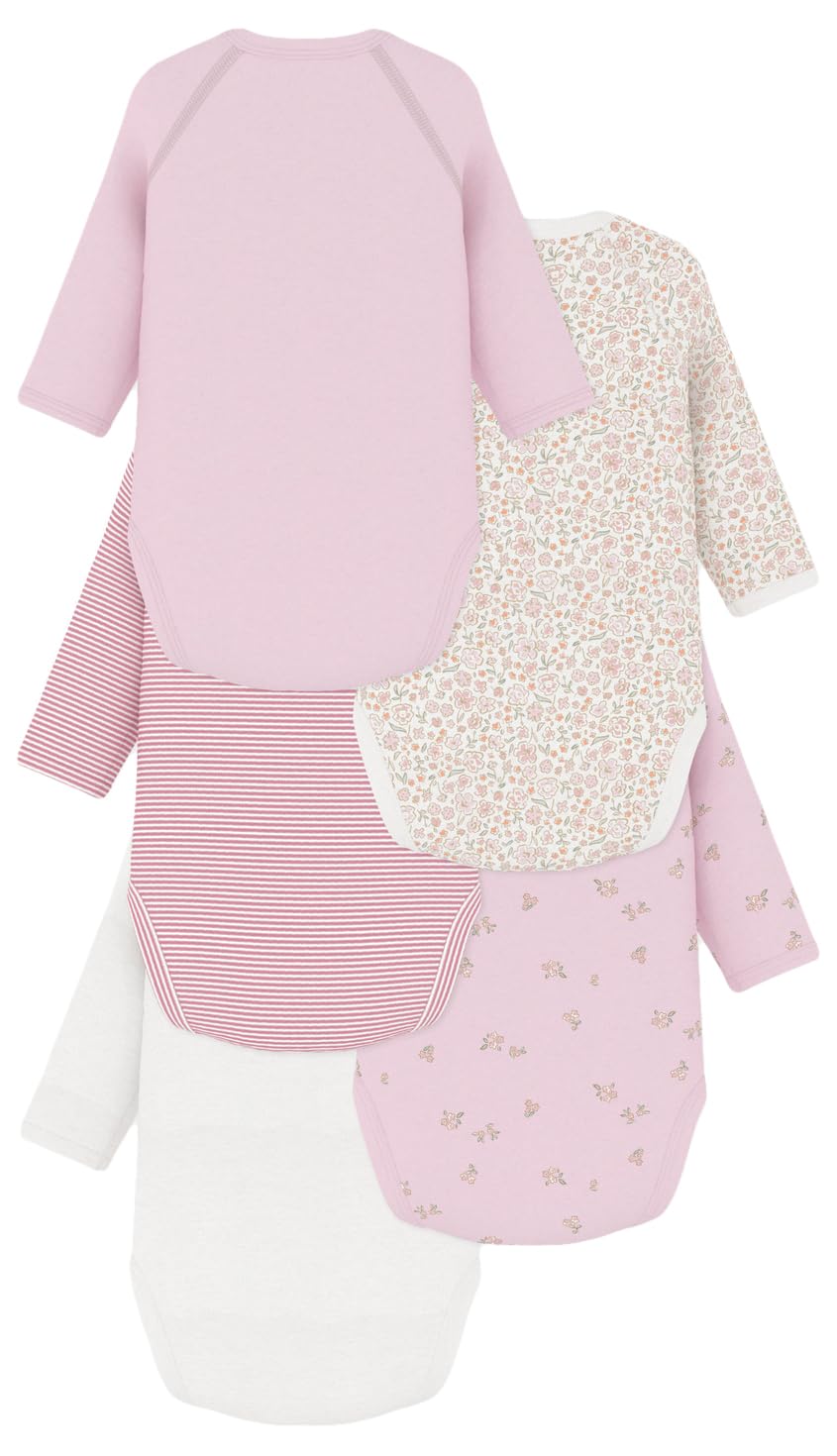 Petit Bateau Lot de Bodies Croisés Manches Longues en Coton Imprimé Bébé, 3 Mois, Variante 1