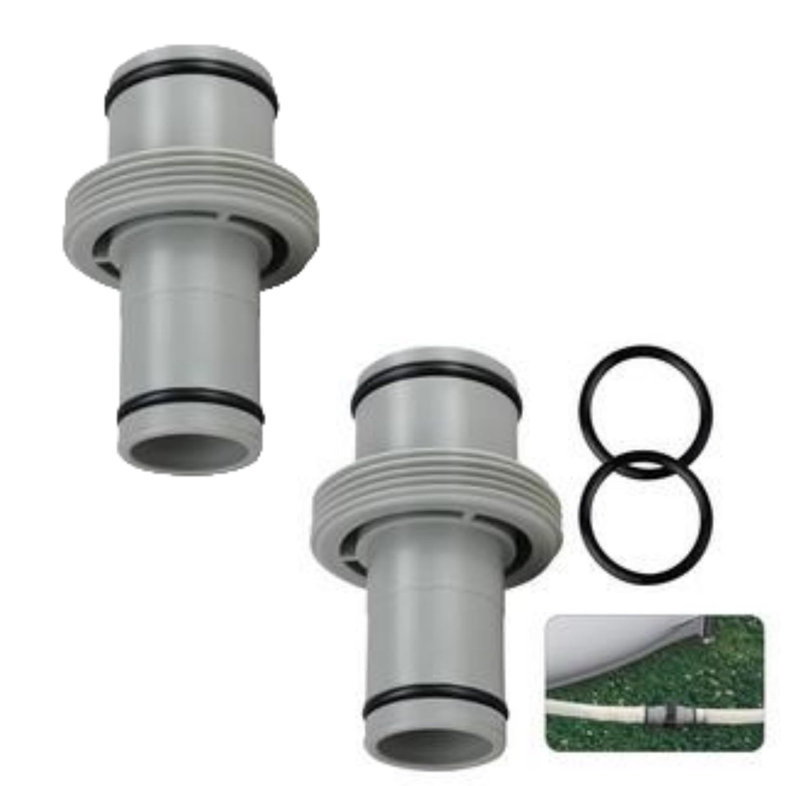 Pack of 2 Hose Connectors Pool Hose Connector 38 mm - Pool Adapter for Intex Bestway Coleman Pool - Pool Hose Adapter Pool Connection Set - Pool Hose Connector Extension (38 to 32 mm)