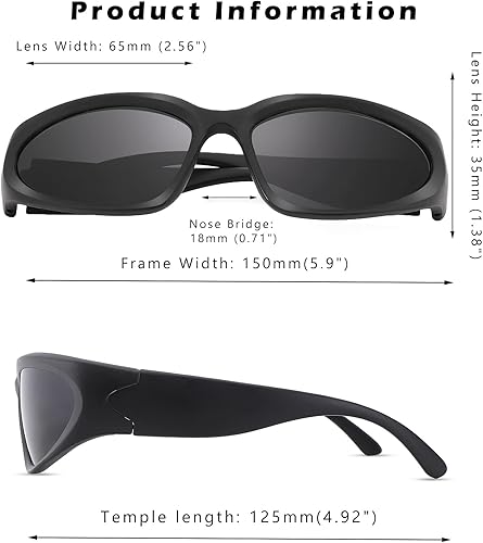 Miniatura 3 de COASION Gafas de sol envolventes de moda, ovaladas, oscuras, vintage, para hombres y mujeres, para deportes al aire libre, lentes UV400