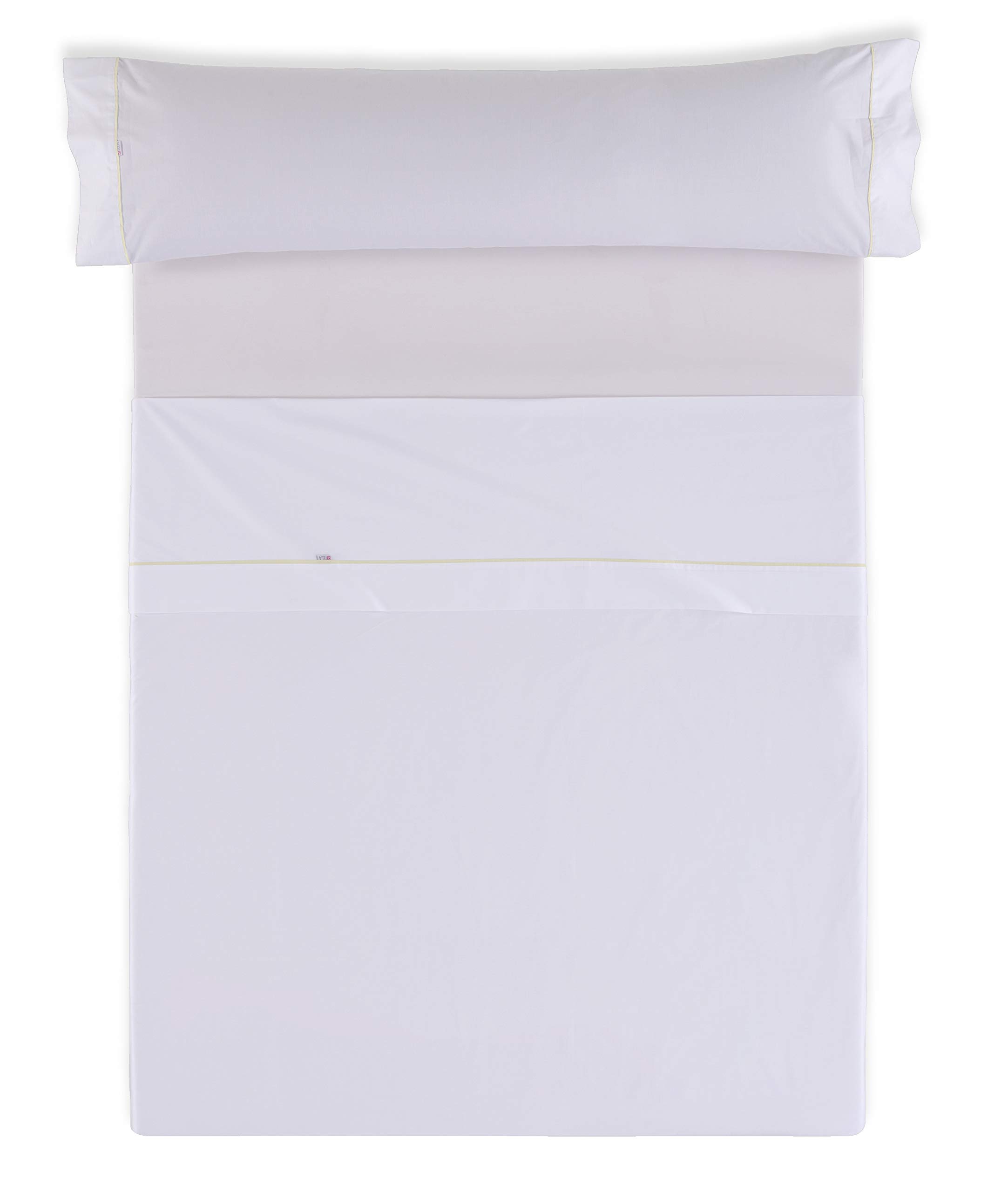 ESTELIA - Juego de sábanas Liso Color Blanco - Cama de 150 (3 Piezas) - 100% algodón - 144 Hilos