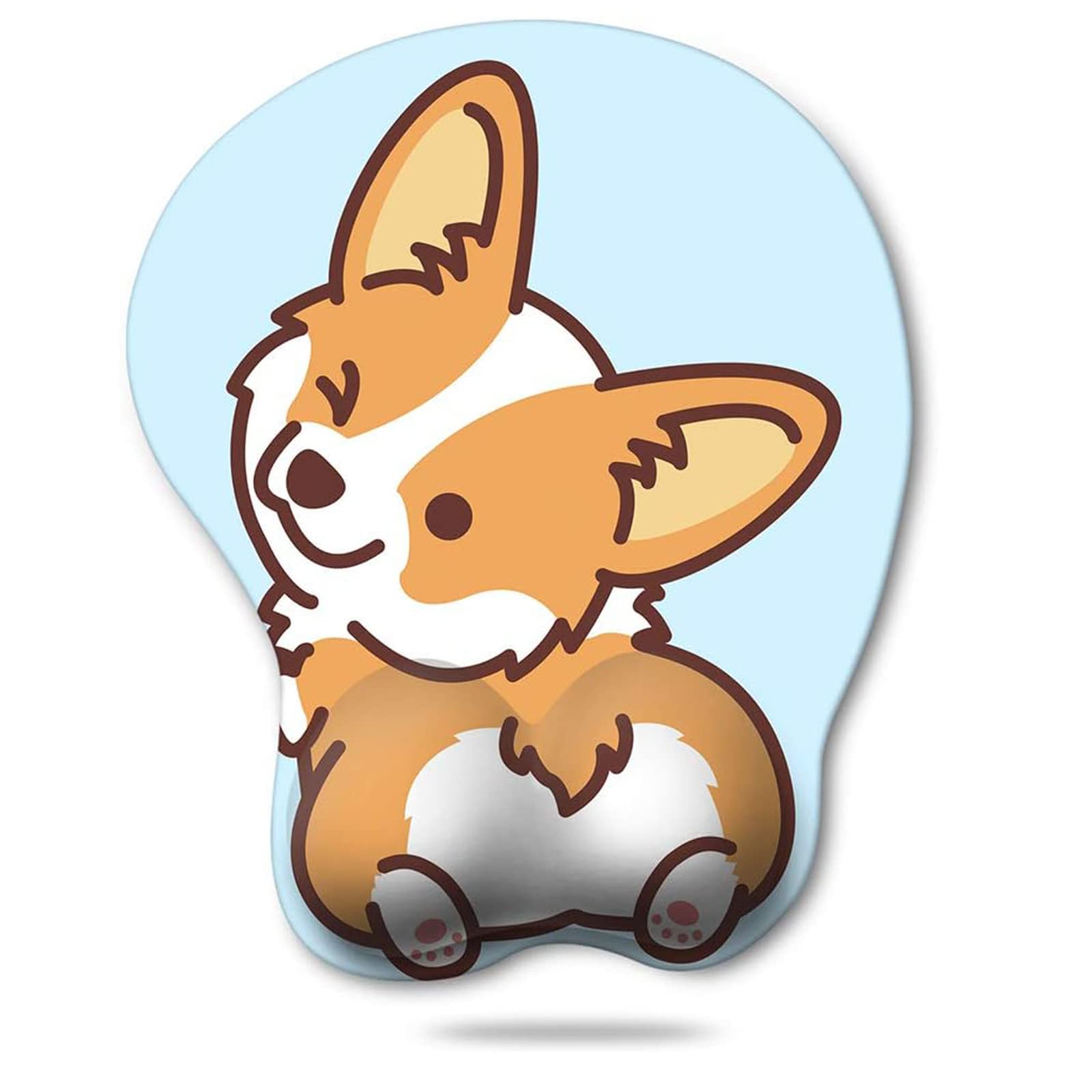 HAOCOO Ergonomic Mouse Pad with Wrist Support Non-Slip Backing Corgi Anime Cute Gel Mouse Pad Wrist Rest Easy-Typing