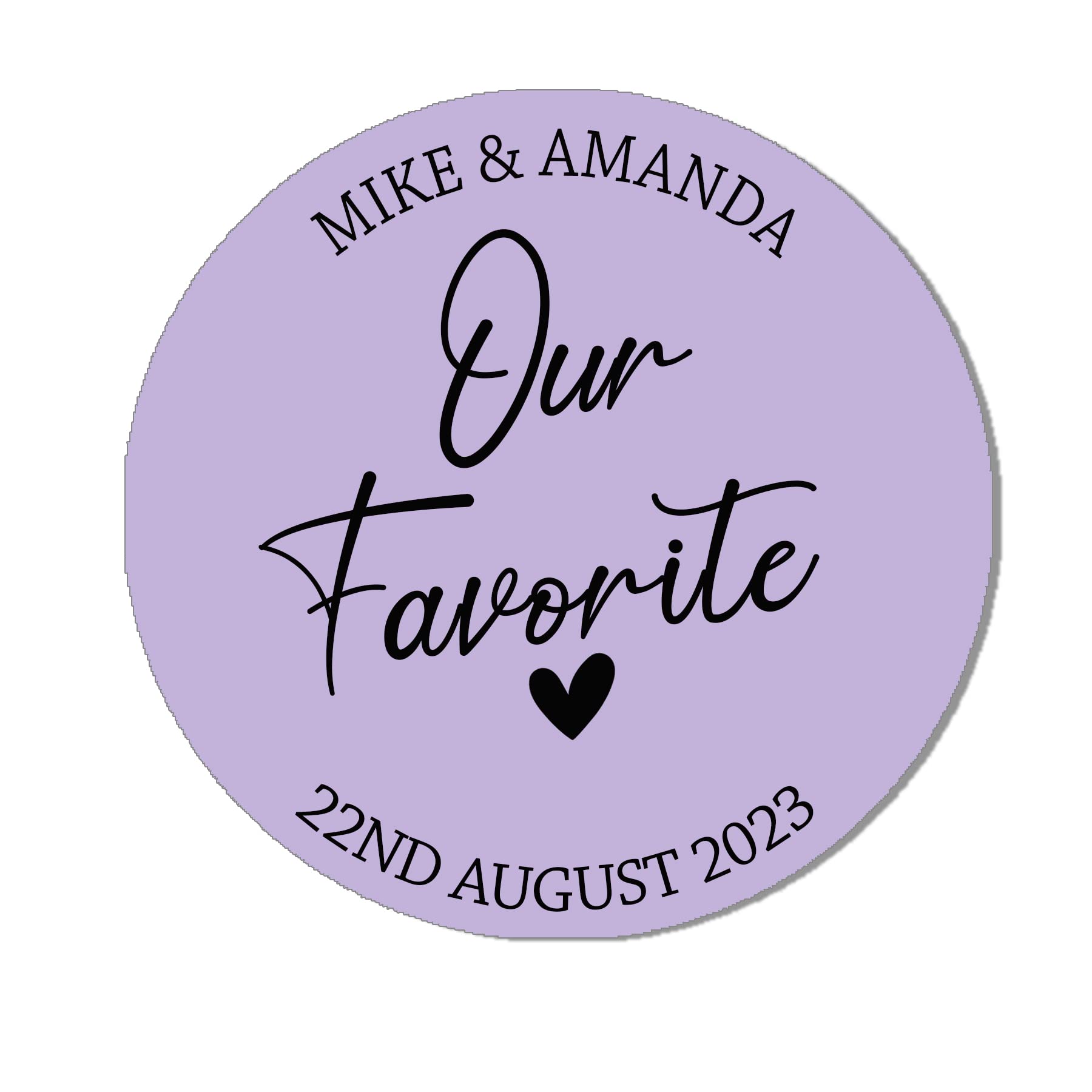 His & Her Favourite Sticker, Party Favour Stickers, His Favorite Label, His Favour Labels, Favor Stickers, Party Bag Label - Our FAV - 24 Lilac (45mm)