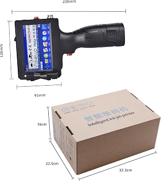 Handheld Printer Portable Inkjet Printer Inkjet Code Printer with 4.3 Inch LED Touchscreen Quick-Drying Ink