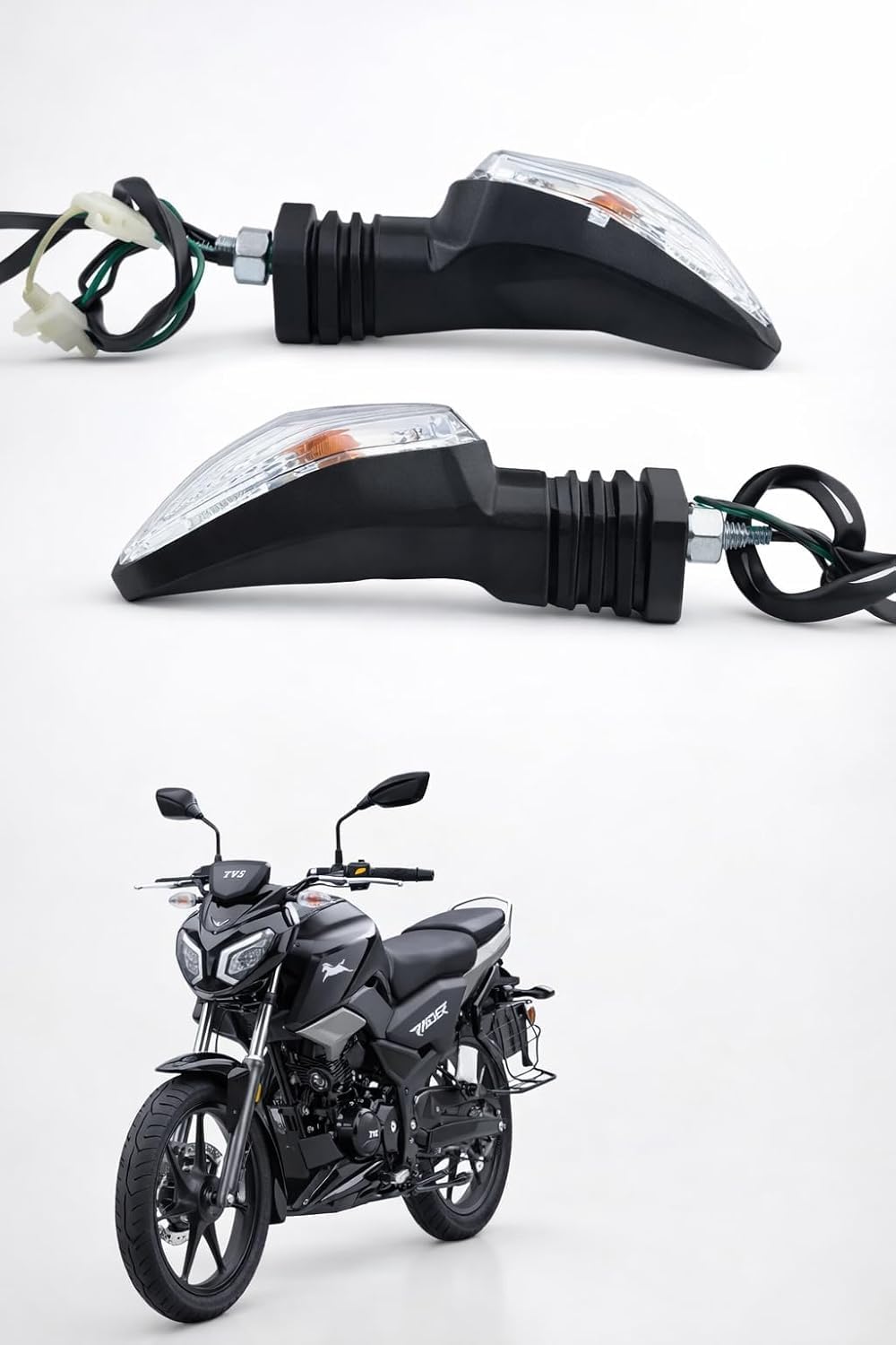 TVS Raider Bike Indicator Set Front & Rear Turn Signal Light Assembly | Amber Blinker Indicators Compatible with TVS Raider Motorcycle | 2 Pairs-image-41