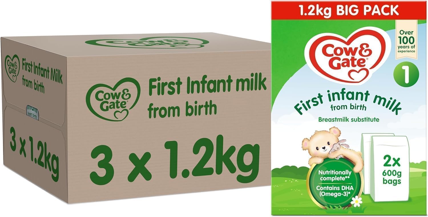 Cow & Gate 1 First Infant Baby Milk Powder Formula, from Birth, 4.16 kg (Pack of 3)