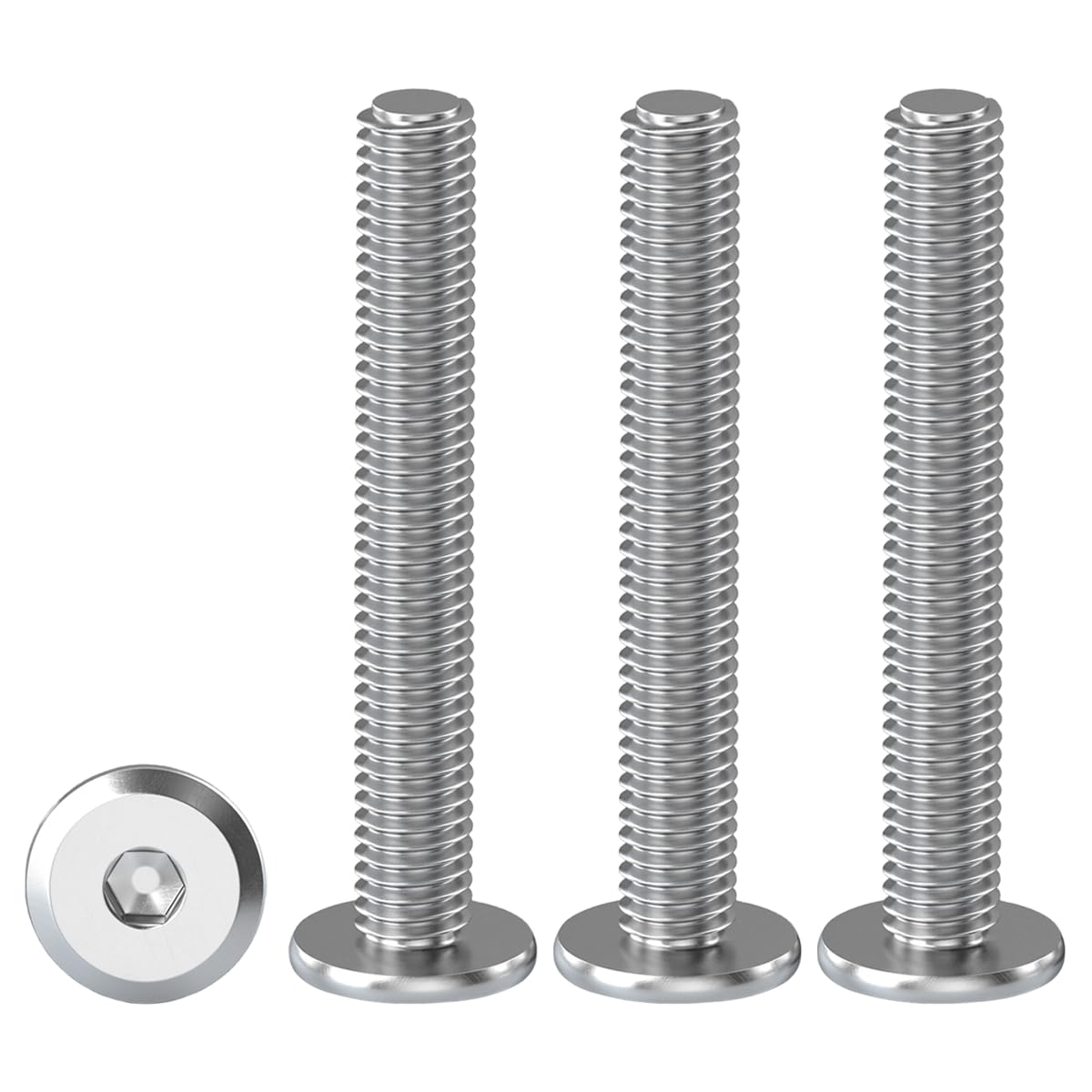 Drenky Hexagon Furniture Bolts, M4 X 35mm Flat Hex Bolt 20 Pack Hex Socket Flanged Button Head Screws Bolts Fully Thread Joint Connector Bolts, Hardware Screw