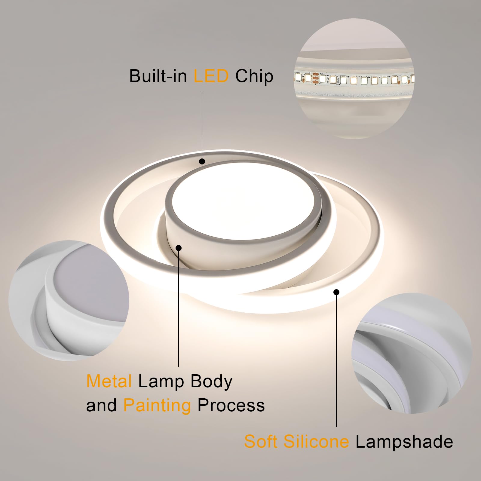 Comely Pack de 2 Plafones LED 32 W – 2350 lm c/u – Luz Natural 4500 K – Blanco Redondo Moderno Ø 27 cm – Ideal para Salón, Cocina, Pasillo y Baño