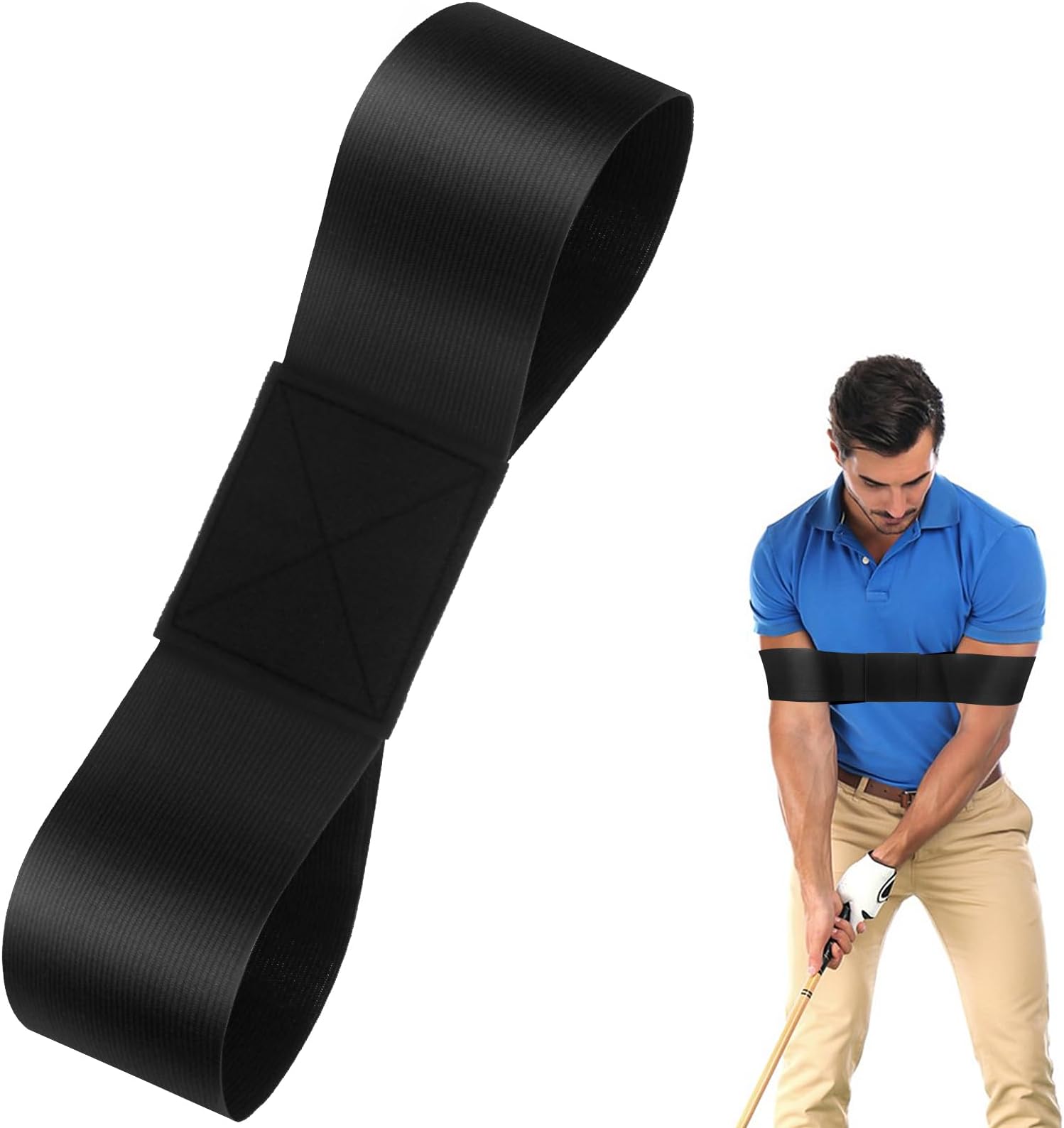 – Golf Swing Training Aid Arm Band, Golf Training Aids, Swing Correcting Arm Band for Beginners Men Women (Black)