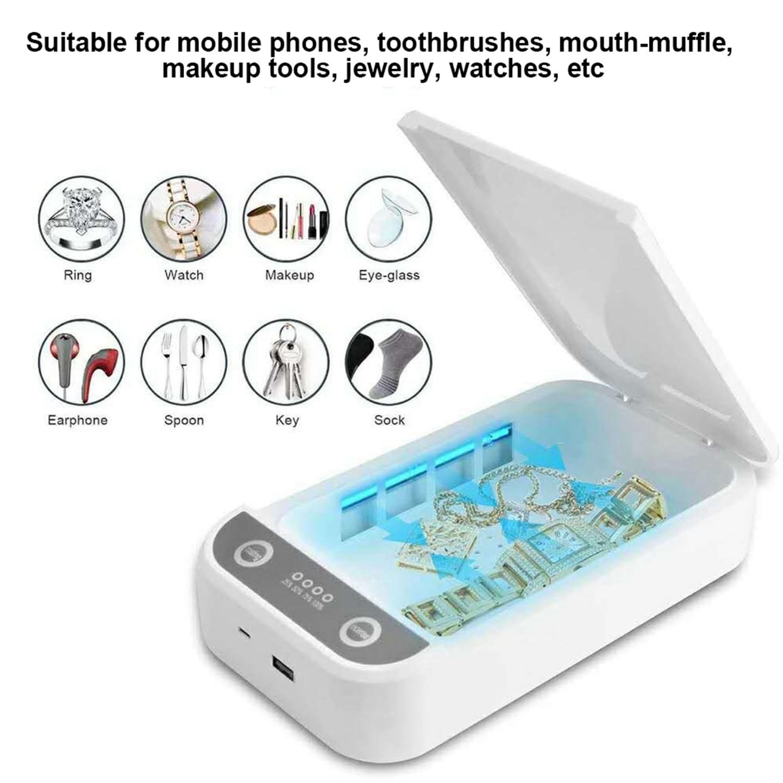 Boîte de Nettoyage désinfectante UV pour téléphone Portable, lumière UVC 360°, Outil de Nettoyage pour téléphone Portable, Accessoire avec Mode de stérilisation Rapide pour