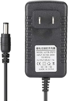Li-ion Charger Adapter, 25.2V/1A Adapter Charger Fast Charging with Multi-Level Protections for 100-240V InputUS Standard 100-240V, Transl