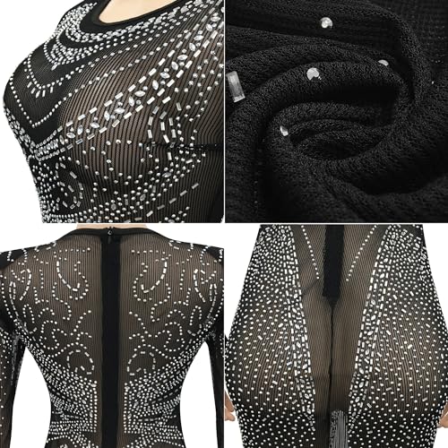 Image of Nagfar Women Rhinestone Sequin Birthday Party Sexy New Year Formal Dress