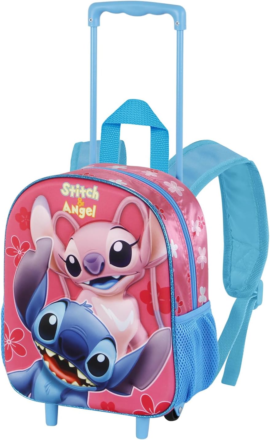 DisneyStitch-Small 3D Backpack with Wheels, 26 x 34 cm, Capacity 12.5 L