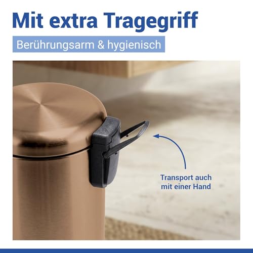 Wenko Leman kosz na śmieci z pedałem metaliczna miedź, 3 l, kosz na śmieci z funkcją Anti-Fingerprint, pojemność: 3 l, stal nierdzewna, 17 x 25 x 22,5 cm, miedziany