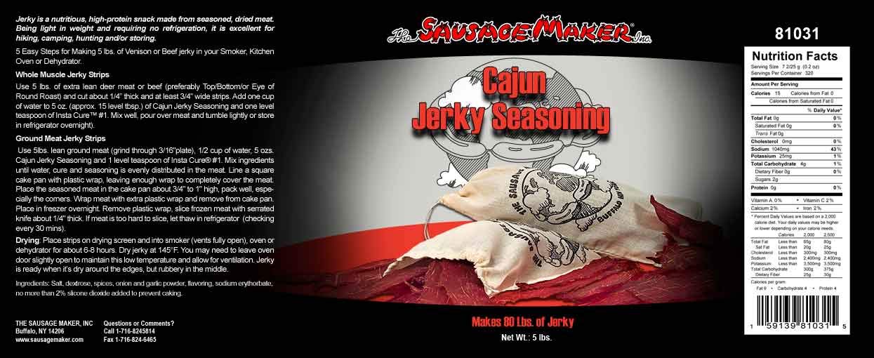 The Sausage Maker - Cajun Pepper Jerky Seasoning, 5 lb w/ InstaCure #1, 1 lb