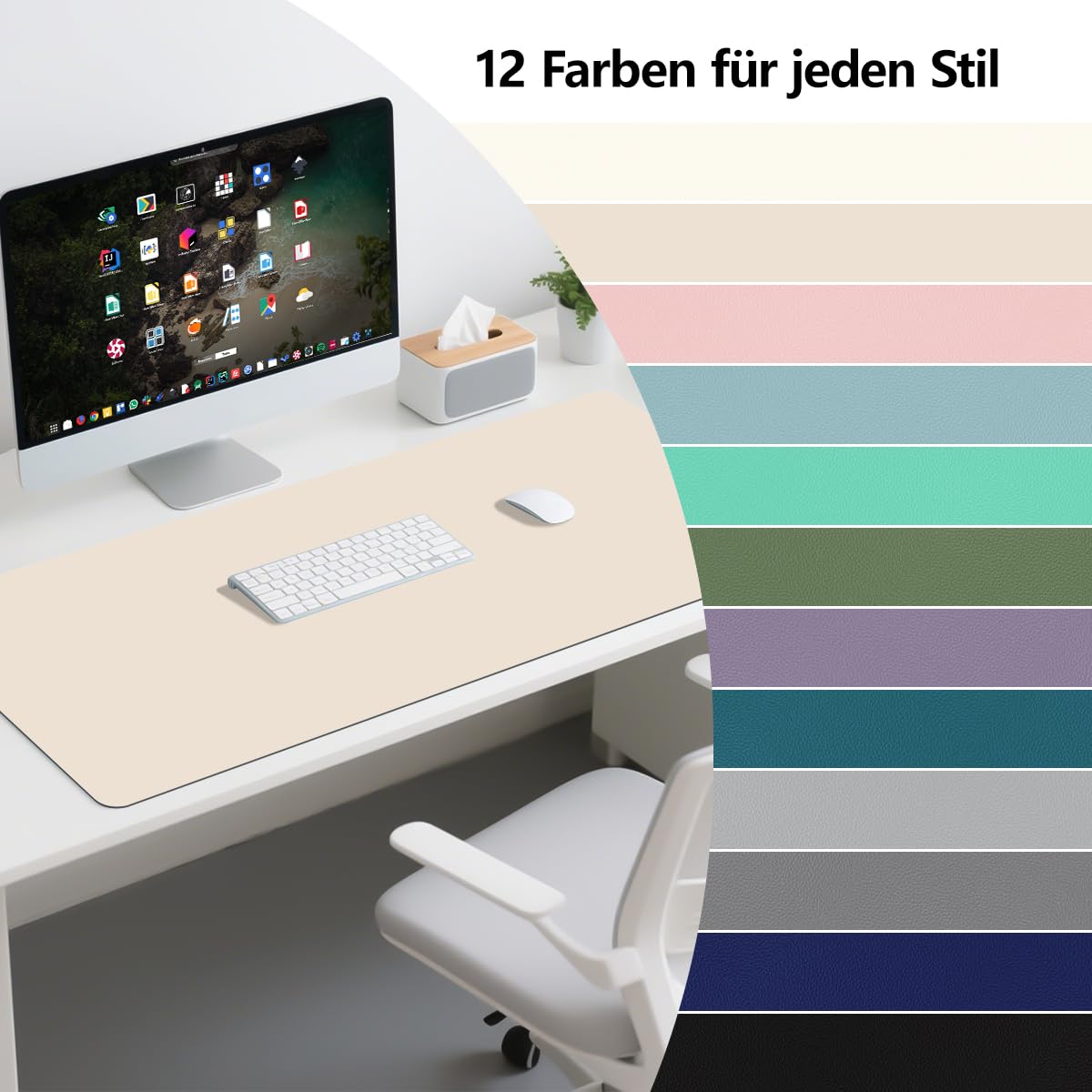 Zindoo Vade de escritorio beige 120 x 60 cm