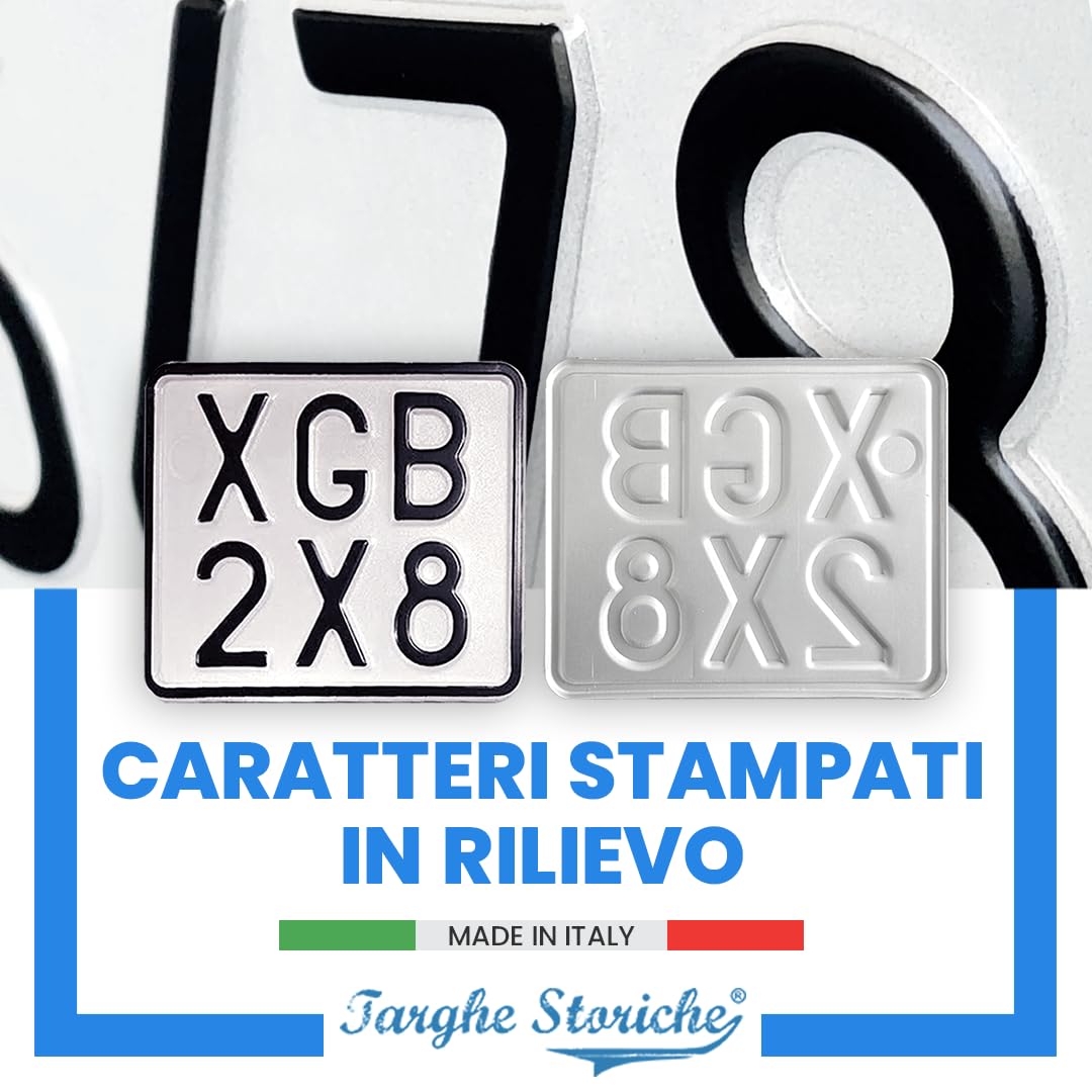 Targhe Storiche srl Targa Personalizzata con Lettere e Numeri in Rilievo - Modello Moto 50 - Incisa su Alluminio Catarifrangente, Made in Italy