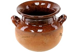 Olla Frijolera, 1.5 Quart - Mini Traditional Handmade Authentic Mexican Artisan Clay Stockpot for Beans
