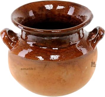 Olla Frijolera De Barro 1.5 Qt. ميني التقليدية اليدوية المكسيكية الأصيلة الحرفي بارو كلاي 100 ٪ Stockpot مع براون الزجاج الداخلي الانتهاء