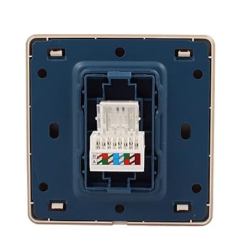 Ubersweet 2Pcs Router PC Computer Cat6 1 Port Network Wall Outlet Plate Gold Tone
