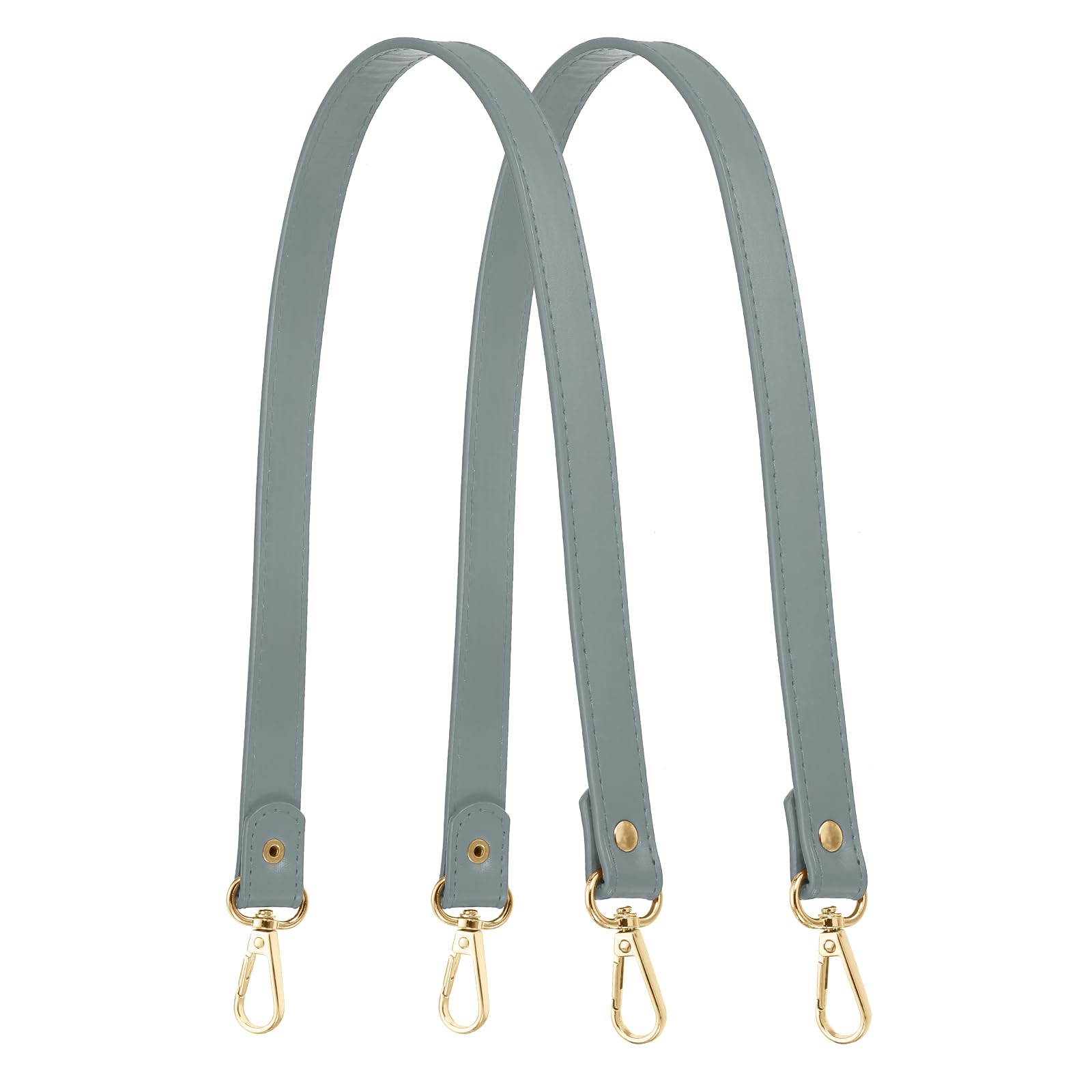 YELARXI Leather Purse Strap Replacement PU Short Bag Handles with Gold Lobster Buckles, 23 Inch Length Fit for Handbags Shoulder Bag Accessories - Rectangle (2 Pack, Light Gray)