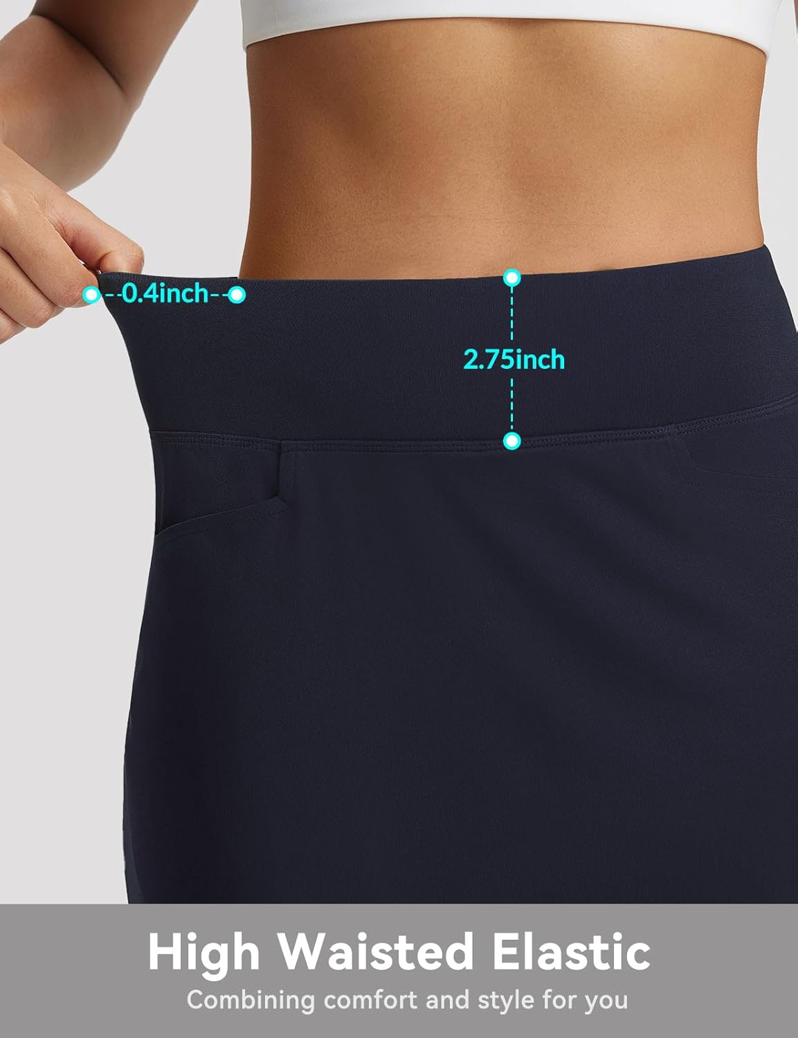 baleaf Women's 17" Golf Skirts 3 Pockets High Waisted Stretchy Tennis Athletic Skorts Workout Running Casual Summer - Image 4