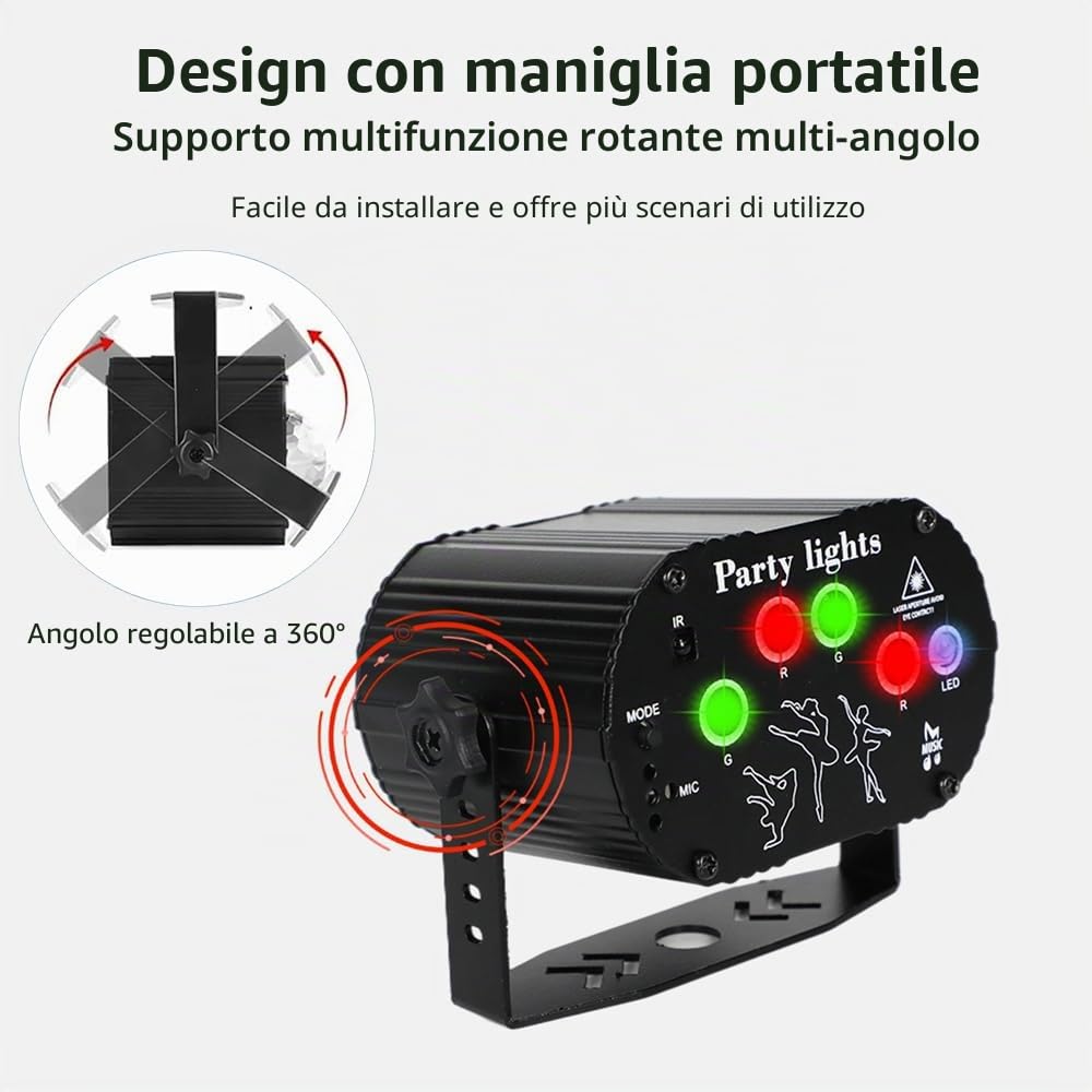 Luci Discoteca, Luci DJ, Strobo Discoteca Luce del partito con DMX Controller, Luci da Festa ad Attivazione Vocale con Cavo da 2M, Mini Illuminazione Della fase a LED per Karaoke, Festival, Compleanno