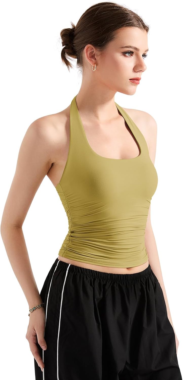 SUUKSESS Women Halter Tank Tops Double Lined Backless Y2K Trendy Going Out Tops - Image 2