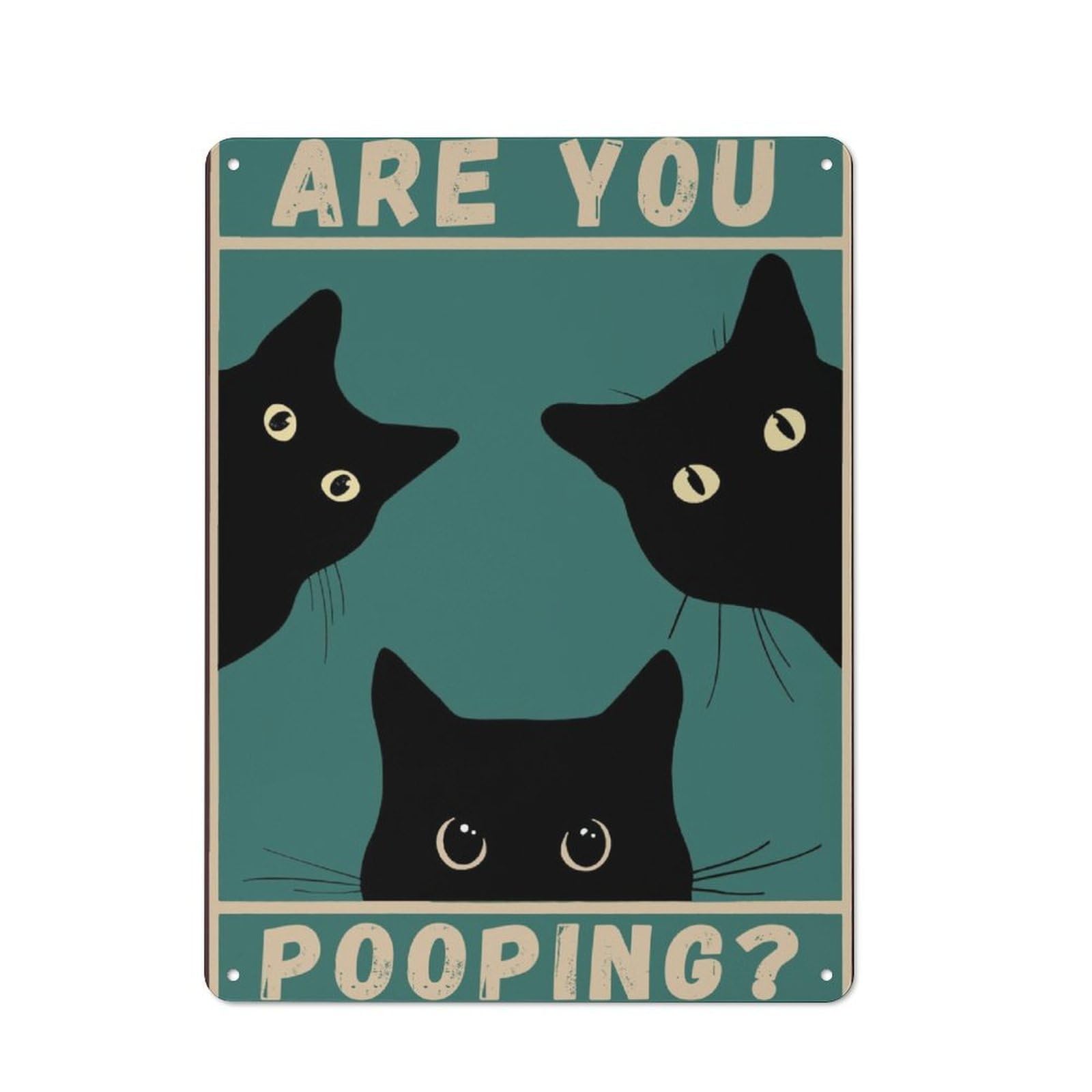 Junmoney Fat Cat Toilet Are Pooping Tin Wall Plaque 40X30cm With For Pub Or Café, With Clear Vintage Wall Decor Character