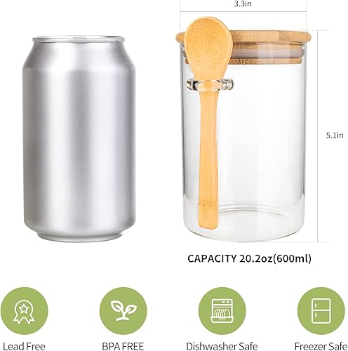 Miniatura 2 de Recipientes herméticos de almacenamiento de alimentos, recipiente de vidrio con cuchara y tapas de madera, tarros de 20 onzas para servir sal de