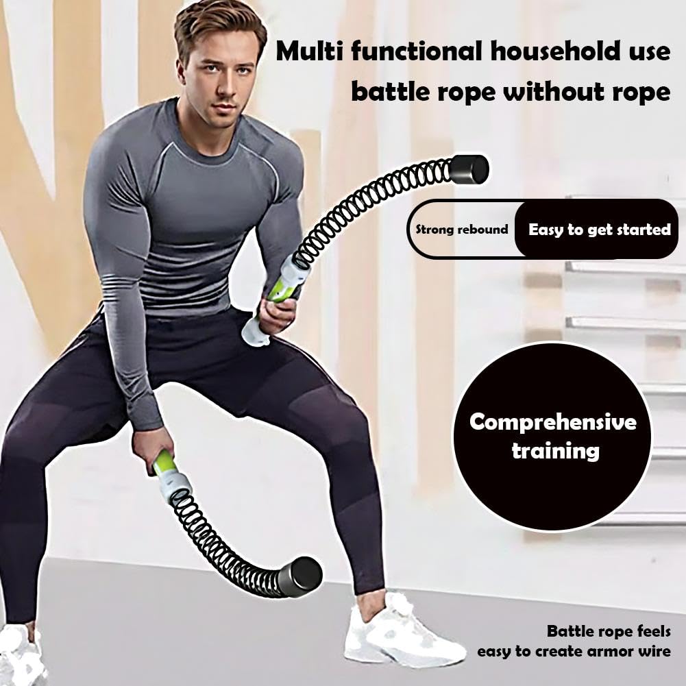 Cuerdas de batalla inalámbricas sin cuerda para gimnasio en casa, cuerdas de batalla de ejercicio portátiles, cuerda de entrenamiento pesada para entrenamiento HIIT, cardio y fuerza, equipos de