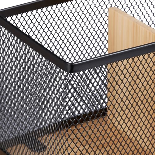 Range-stylos bambou et maille noir Relaxdays pour rangement bureau