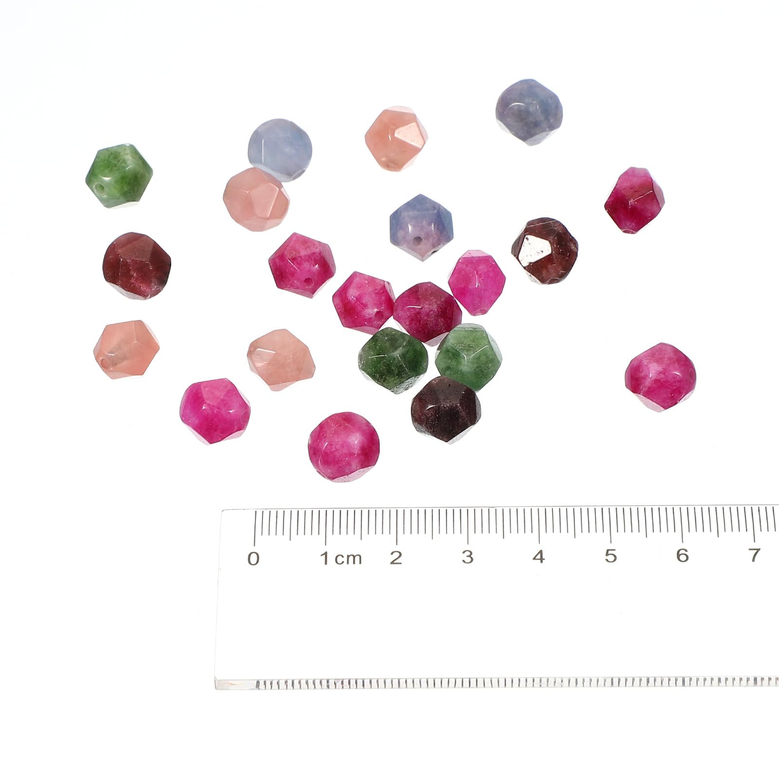 PATIKIL Faceted Polygon Stone, 10 mm Natural Faceted Diamond Round Stone for Craft Bracelet, Necklace Making Design, Purple Red - Image 3