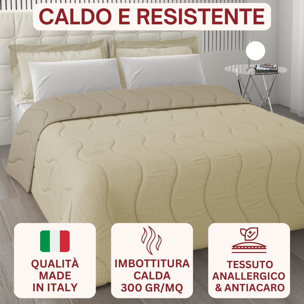 L'ANTICO ARCOLAIO - Trapunta Invernale Letto Singolo (300gr/mq) Copriletto Singolo Caldo Double Face, Piumone Letto Singolo Invernale e Autunnale in Microfibra, Manifattura Made in Italy