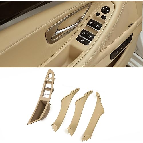 Jaronx 7PCS Door Handle Kit for BMW 5 Series F10/F11,Driver Side Window Switch Armrest+ Passenger Door Pull Handle+Window Switch Covers for BMW 520 523 525 528 530 535 (2010-2016) (Beige)