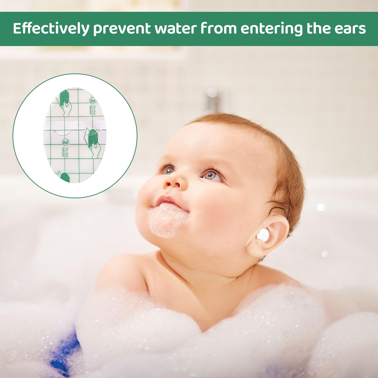 Pansement Oreille Piscine, 100 pièces Protection Oreille Piscine Enfant, Cache Oreille Piscine Enfant, Protège Oreilles Jetables Etanches Sûr pour La Natation la Douche Surf