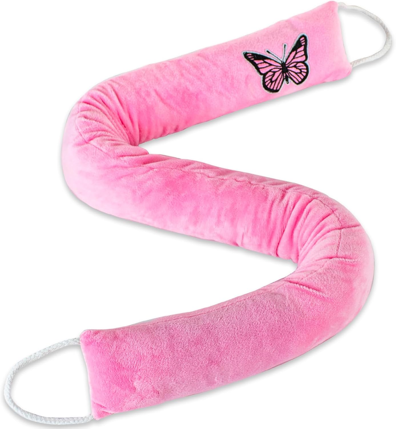 Decorative Weighted Under Door Draft Stopper 36 Inch, Heavy Duty Door Draft Blocker Bottom Door Seal Noise and Air 2.2Lb, Pink Butterfly
