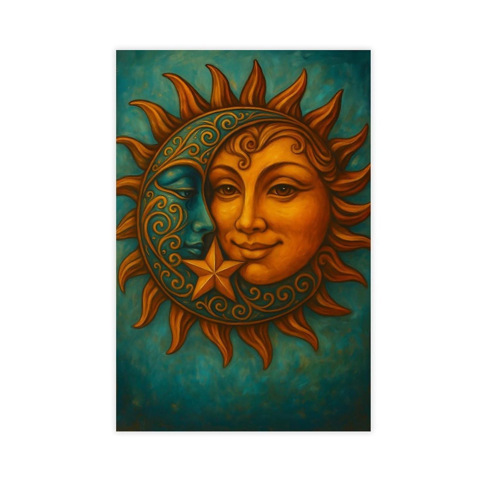 Ywtjax Unframe-Style Celestial Harmony Poster Canvas Poster For Bedroom Decor Gift